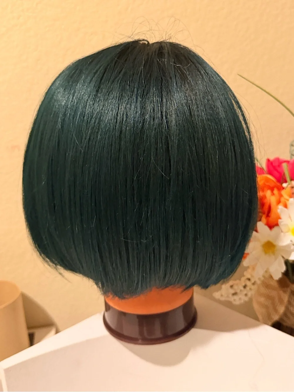 Short Teal Bob Wig with Fringe - Women Hair